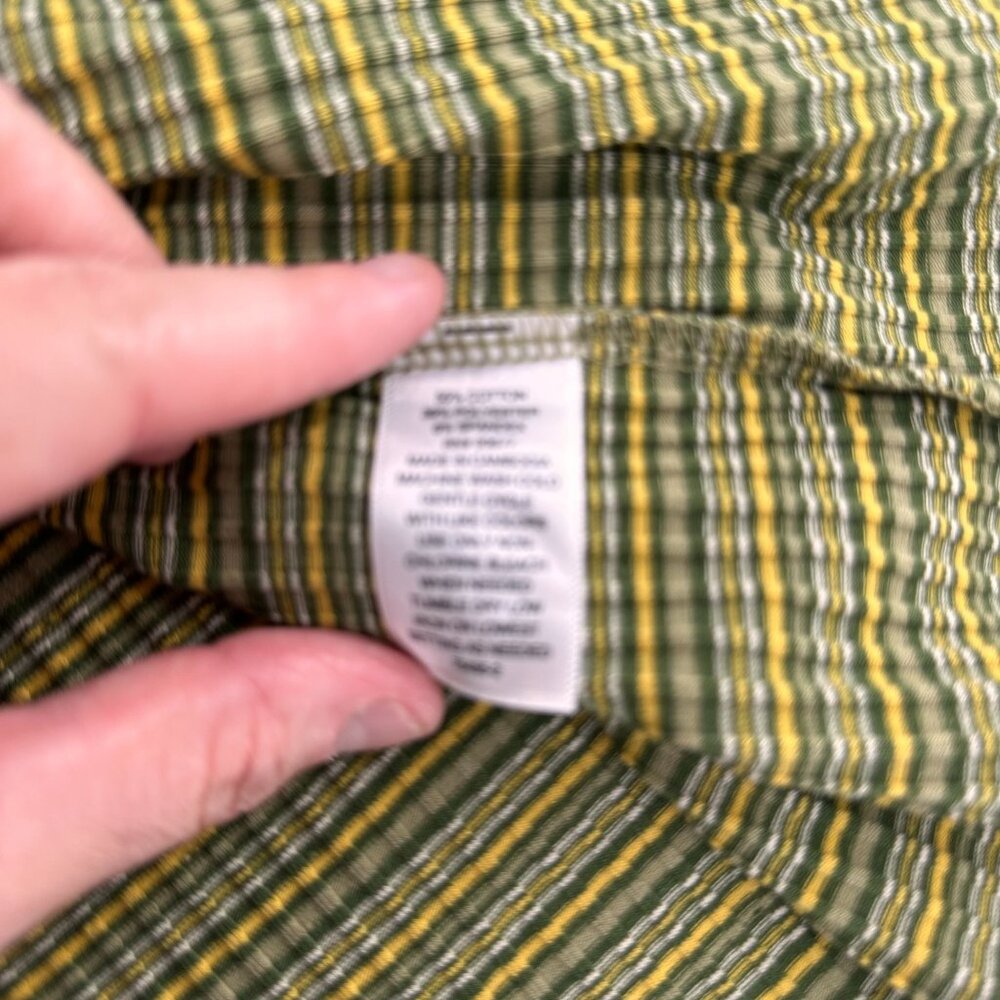 Arizona Jean Co Dress XL Green Yellow Striped Sleeveless Ruched Straps Retro - Picture 5 of 9